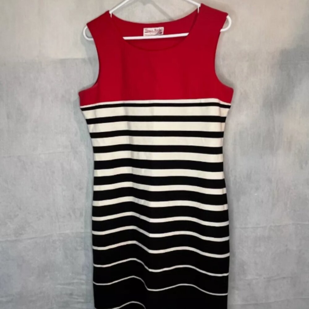 Tango Mango Dress red black and white striped sleaveless size L